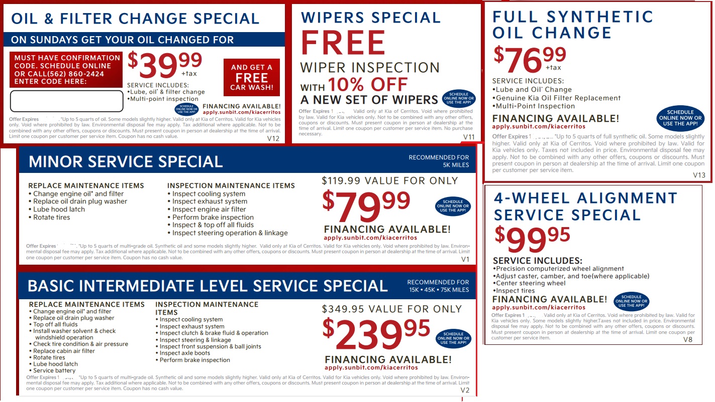 Service Specials and Kia Service Discount Coupons Cerritos, CA