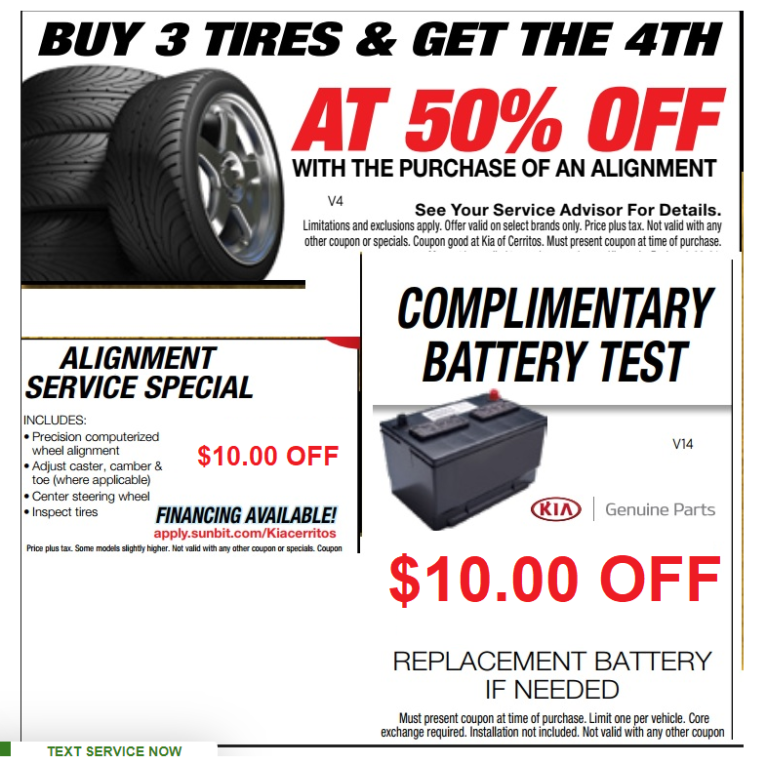 Service Specials and Kia Service Discount Coupons Cerritos, CA