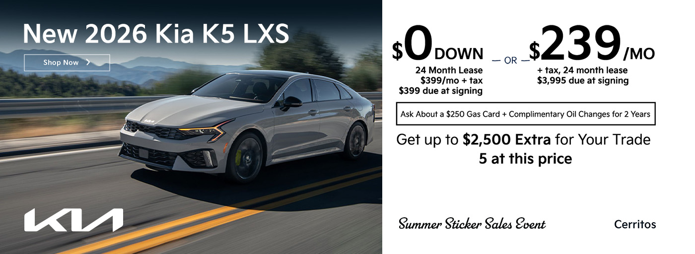 New 2026 Kia K5 LXS Lease for $239/Month + tax for 24 Months