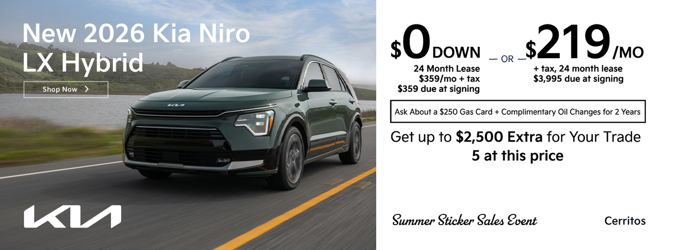 New 2026 Kia Niro LX Hybrid Lease for $219/Month + tax for 24 Months