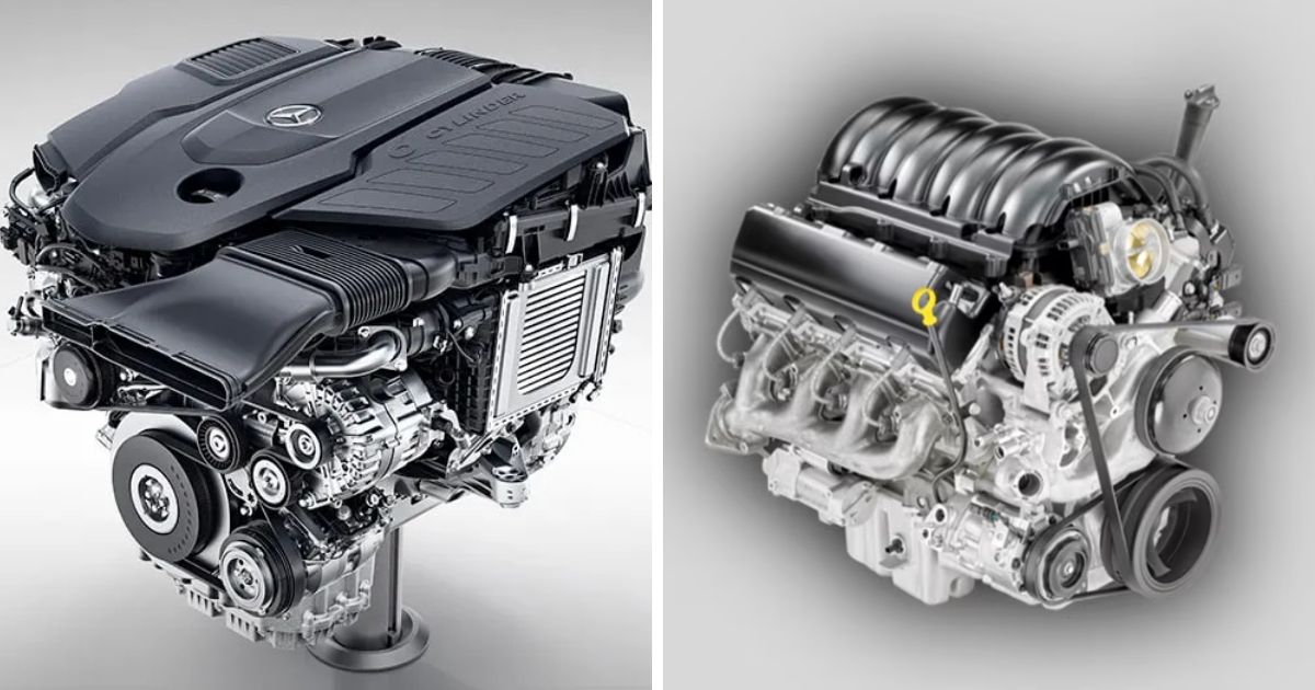 GLS 3.0L inline 6-turbo engine vs Escalade 6.2L V8 engine