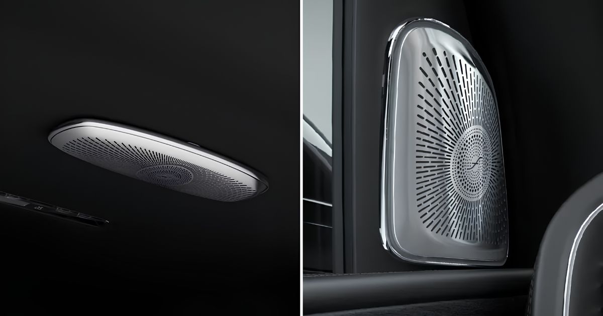 Optional 29-speaker high-end 3D Burmester Surround Sound system in the 2026 GLS 450