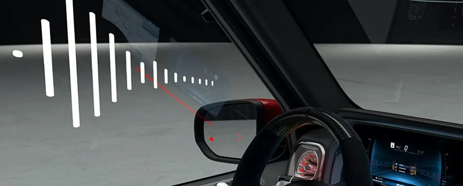 Blind Spot Assist warning shown in the side mirror