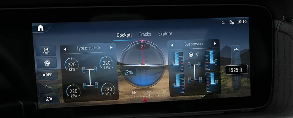 Off-road cockpit digital displays in the Mercedes-AMG G 63