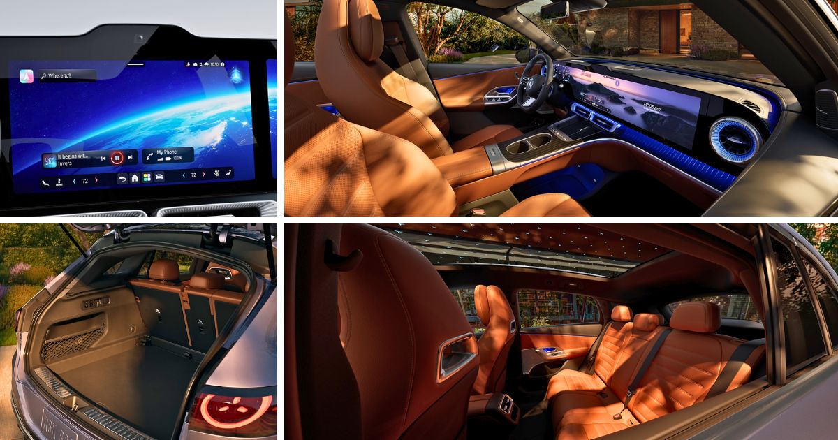 The 2027 GLC 400 4MATIC features a selfie and video cam, a full cross-cabin Hypersreen, 40/20/40 split, and illuminated SKY CONTROL
